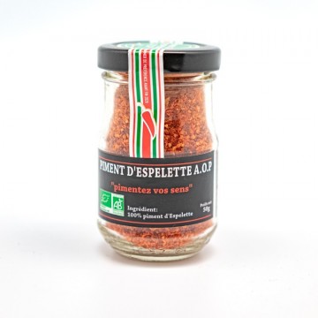 Piment Espelette AOP BIO, pot 50 g.